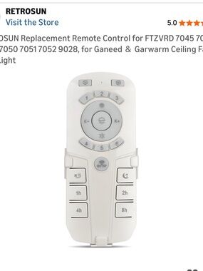 RETROSUN White Ceiling Fan Remote Control